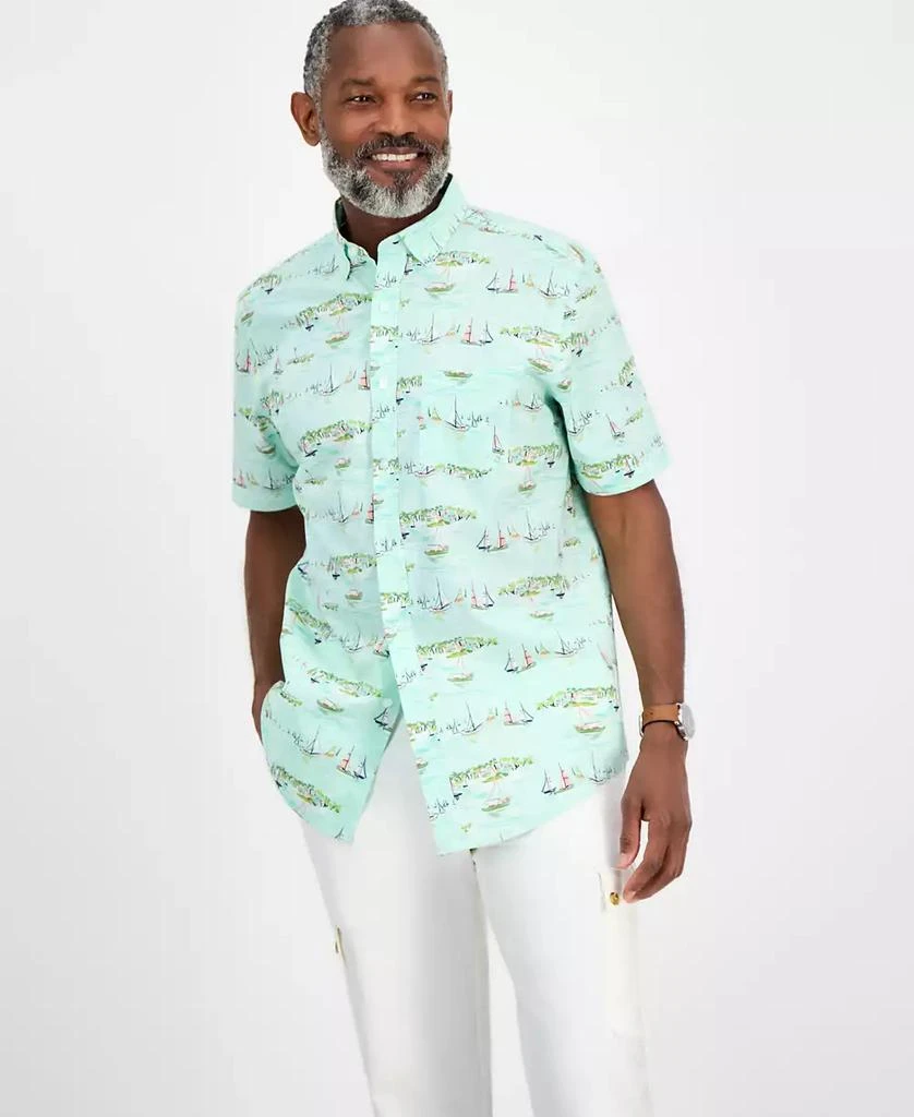 Club Room Men's Short Sleeve Sailboat Scene Print Button-Down Shirt, Exclusively at Macy's 3