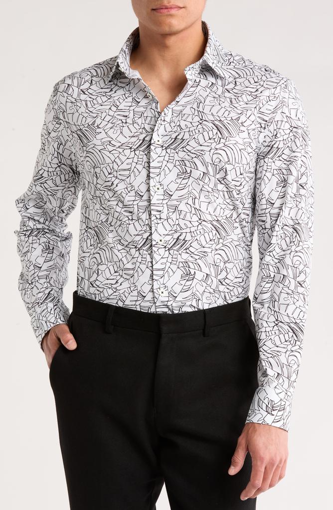 BUGATCHI James Long Sleeve Stretch Cotton Button-Up Shirt
