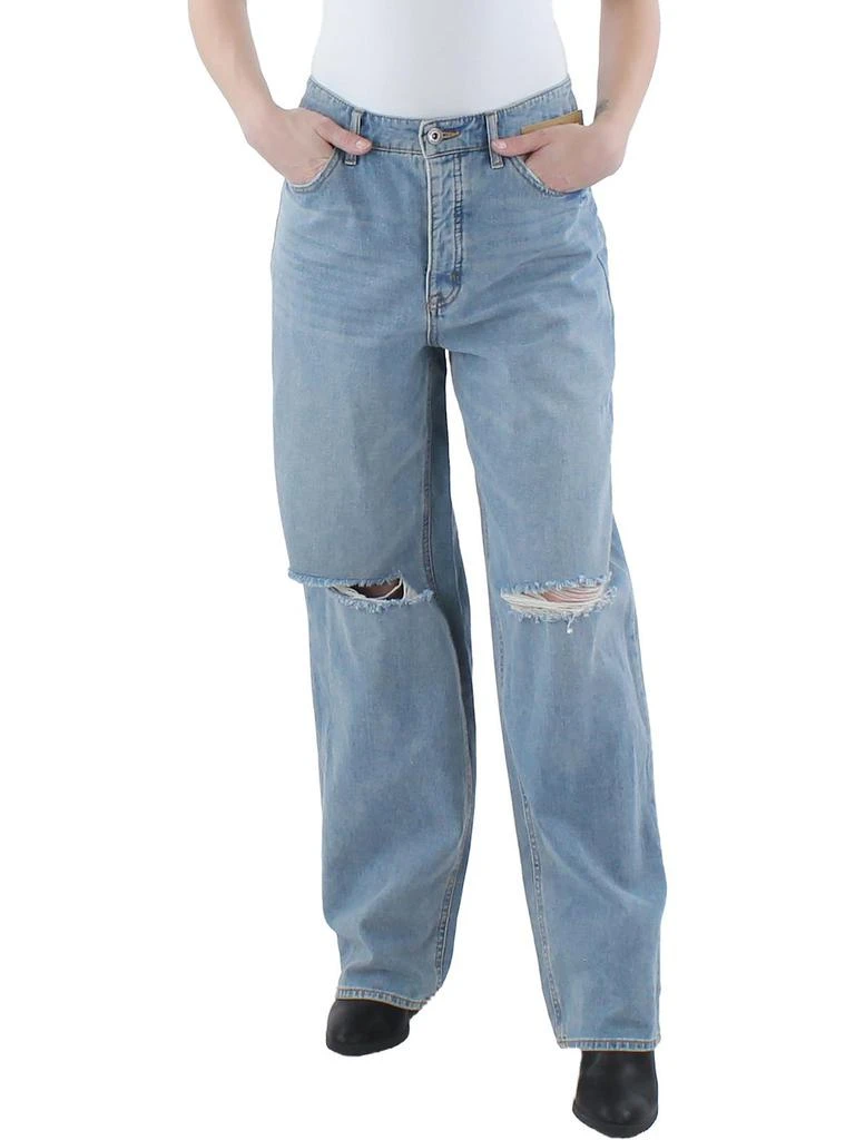 Jessica Simpson Womens High Rise Distressed Wide Leg Jeans 1