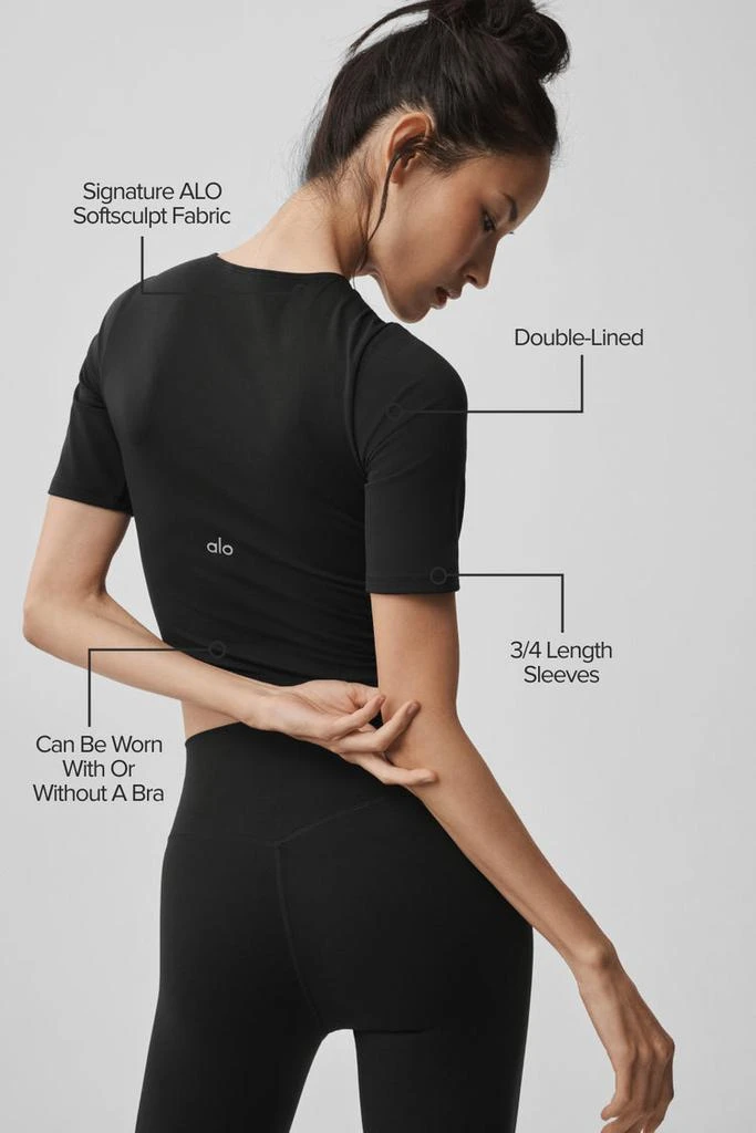 Alo ALO Softsculpt Precision Half Sleeve Tee - Black 2