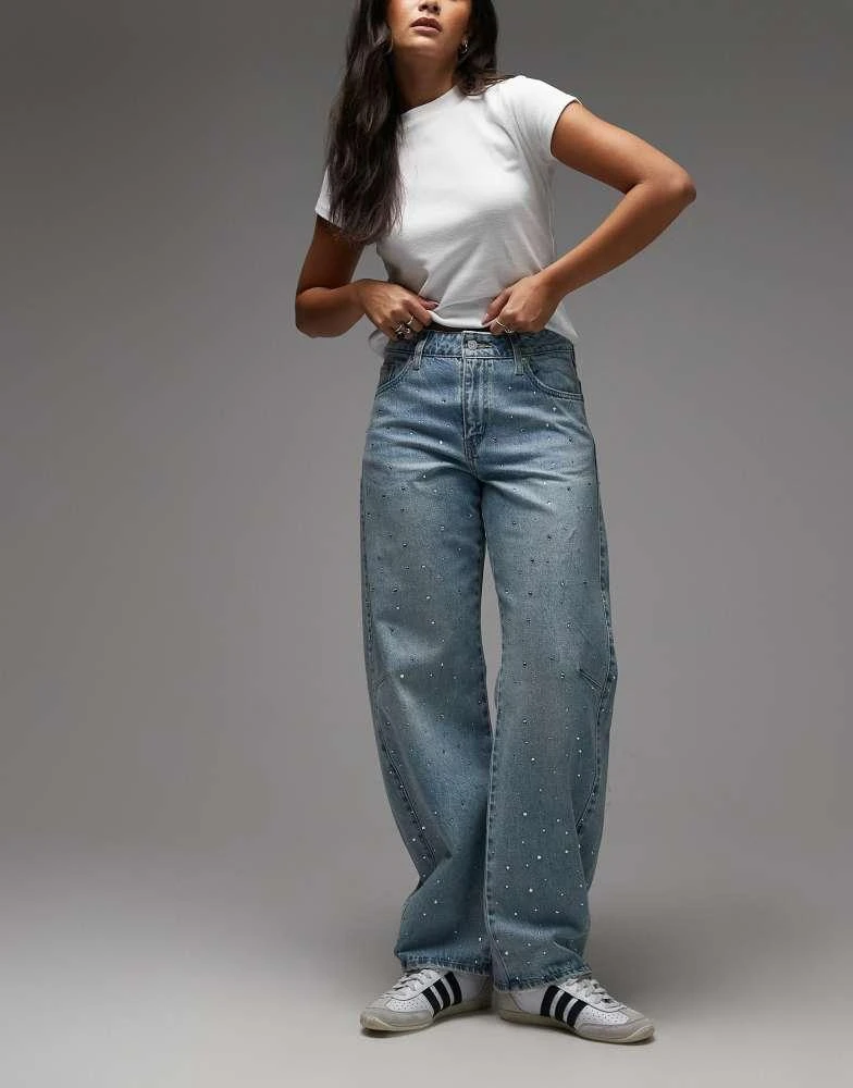 Levi
s Levi
s baggy dad barrel embellished jeans in mid blue
