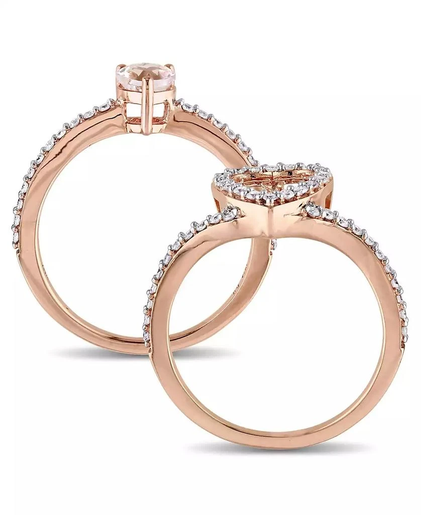 Macy
s Morganite and Diamond Heart Halo interlocking Bridal Ring Set 3