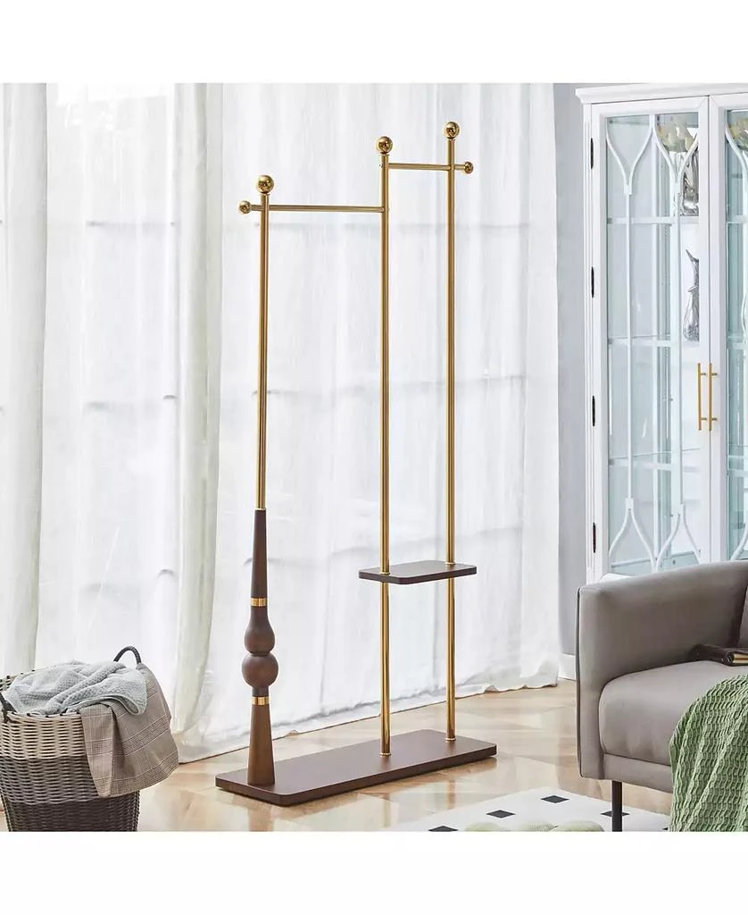 Streamdale Furniture 70" Industrial Coat Rack - Wood 
Steel, Double Hanger, Storage