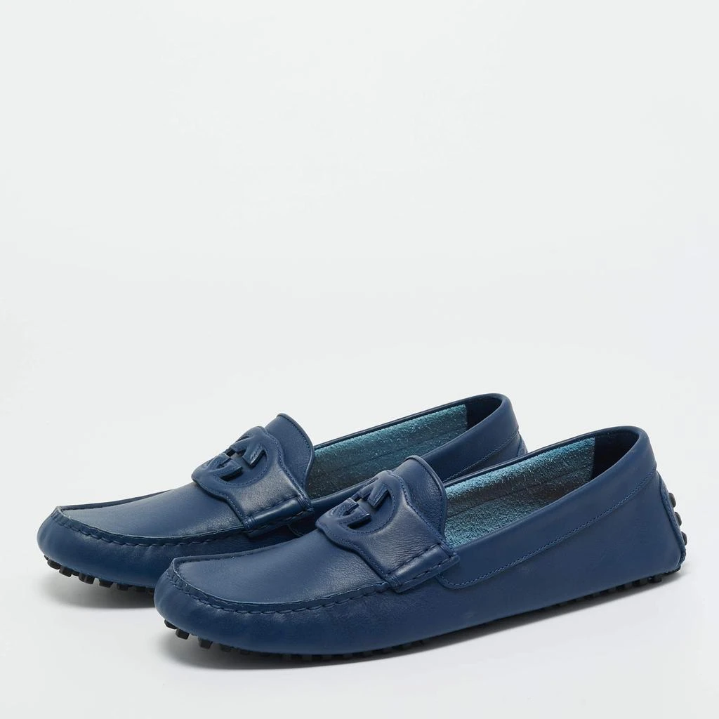 blue gucci dress shoes Sophisticated Navy Blue Leather Penny Loafers