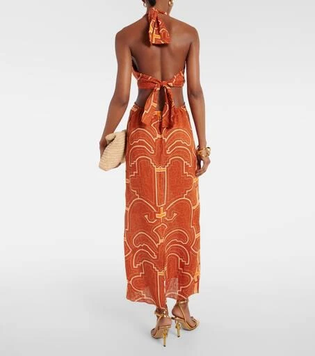 JOHANNA ORTIZ Printed cutout linen maxi dress 3