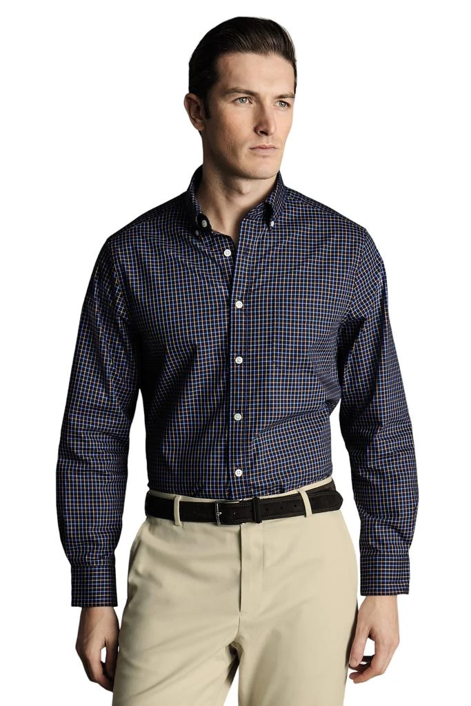 Charles Tyrwhitt Men's Slim Fit Button-Down Collar Non-Iron Stretch Poplin Check Shirt 6