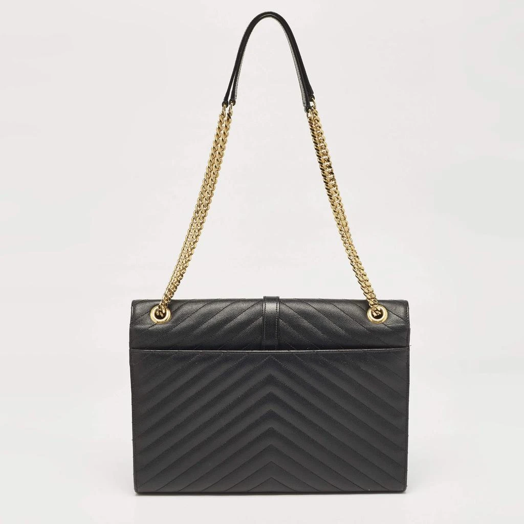 Yves Saint Laurent Saint Laurent Black Chevron Leather Large Monogram Envelope Shoulder Bag 4