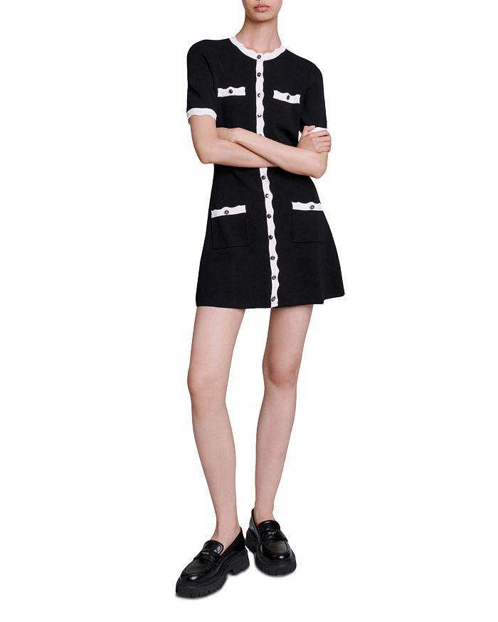 Maje Rolinette Contrast Trim Knit Dress