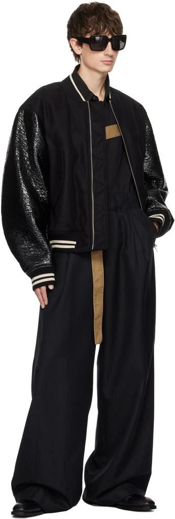 Dries Van Noten Black Zip Faux-Leather Bomber Jacket 4