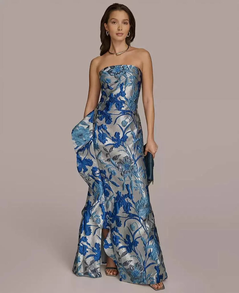 Donna Karan Women's Straight Neck Ruffle-Trim Gown 1