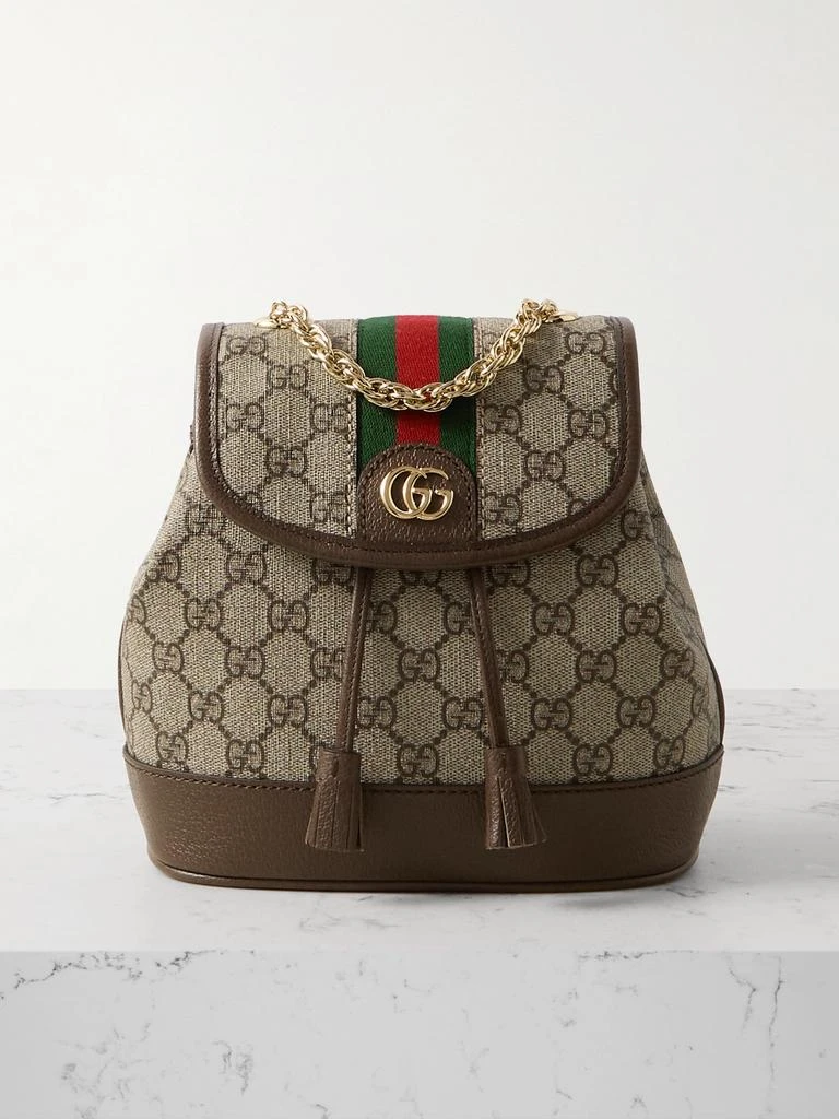 Gucci Ophidia 纹理皮革边饰印花涂层帆布双肩包 1