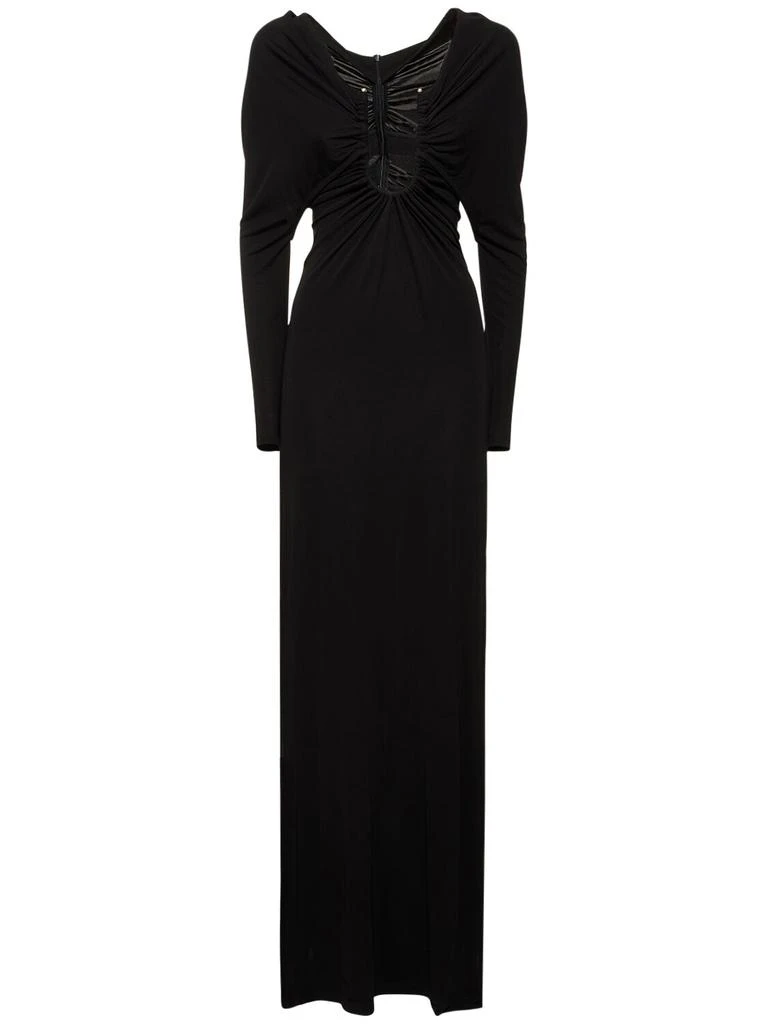 Christopher Esber Arced Dolman Viscose U Neck Long Dress 1