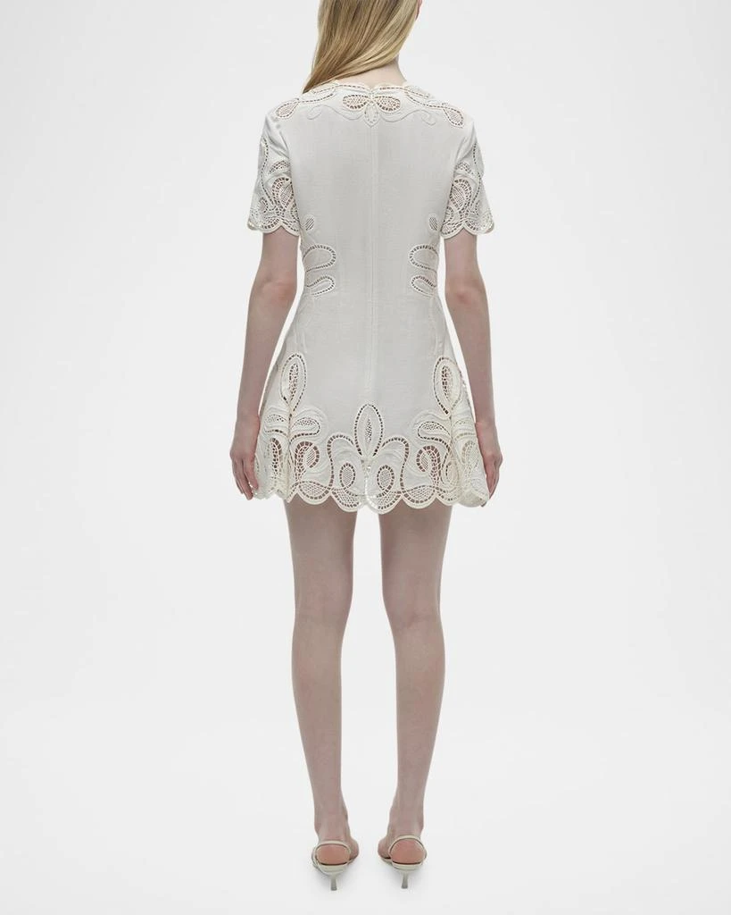 SIMKHAI Morrigan Embroidered Short-Sleeve Mini Dress 3