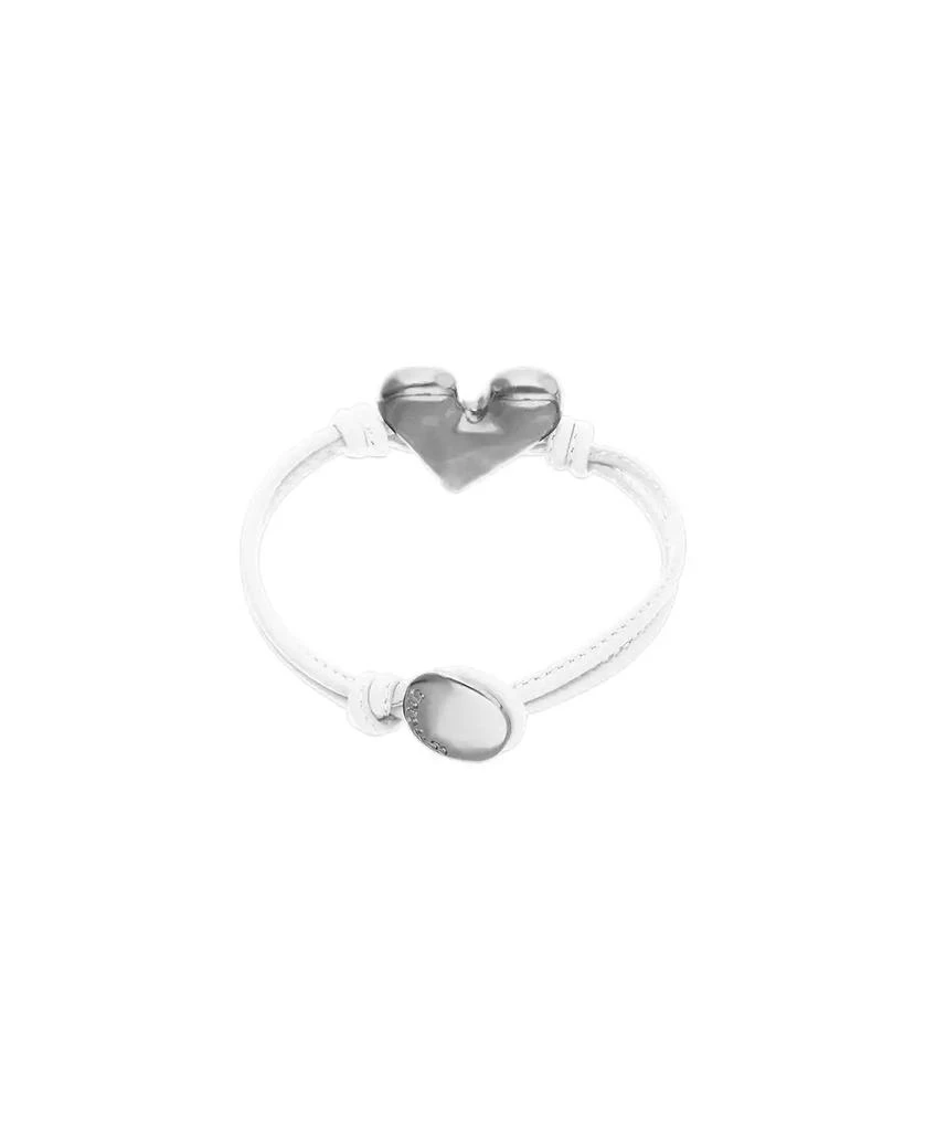 UNOde50 White Leather Bracelet with Heart Shaped Sterling Silver Plated Detail 2