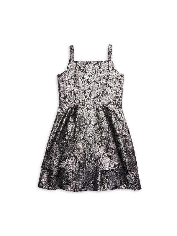Pippa & Julie Girl's Floral Brocade Dress