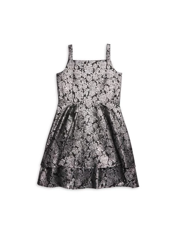 Pippa & Julie Girl's Floral Brocade Dress 1