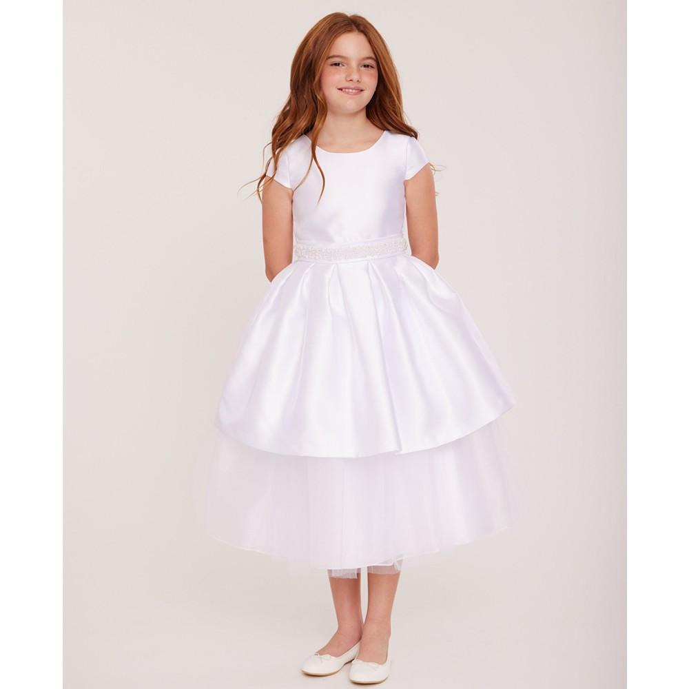 Bonnie Jean Big Girls Imitation Pearl Mikado Communion Dress