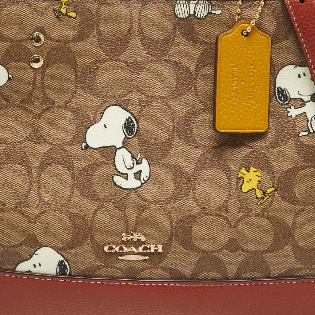 Coach Coach x Peanuts Khaki/Woody Red Snoopy Woodstock Print Coated Canvas Dempsey Carryall Bag 5