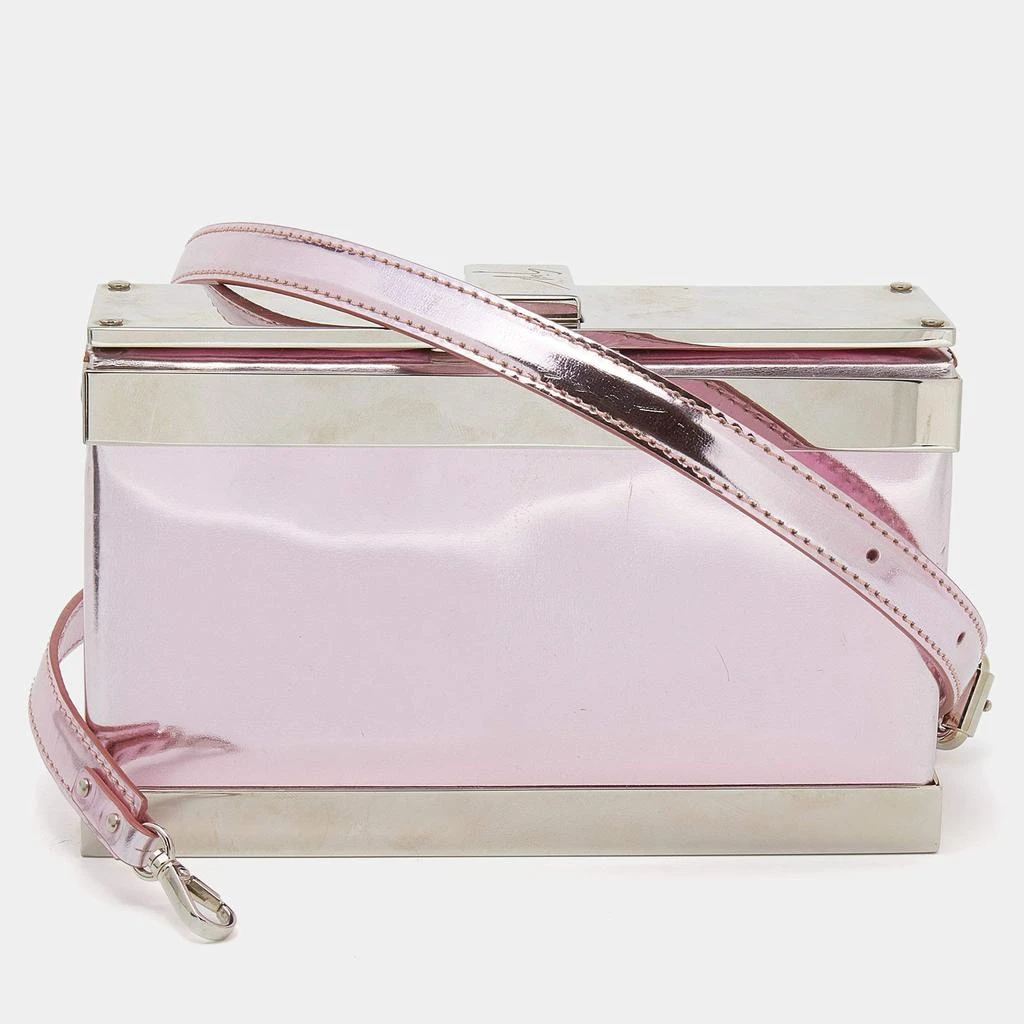 Giuseppe Zanotti Giuseppe Zanotti Metallic Pink Patent Leather And Metal Box Crossbody Bag 1