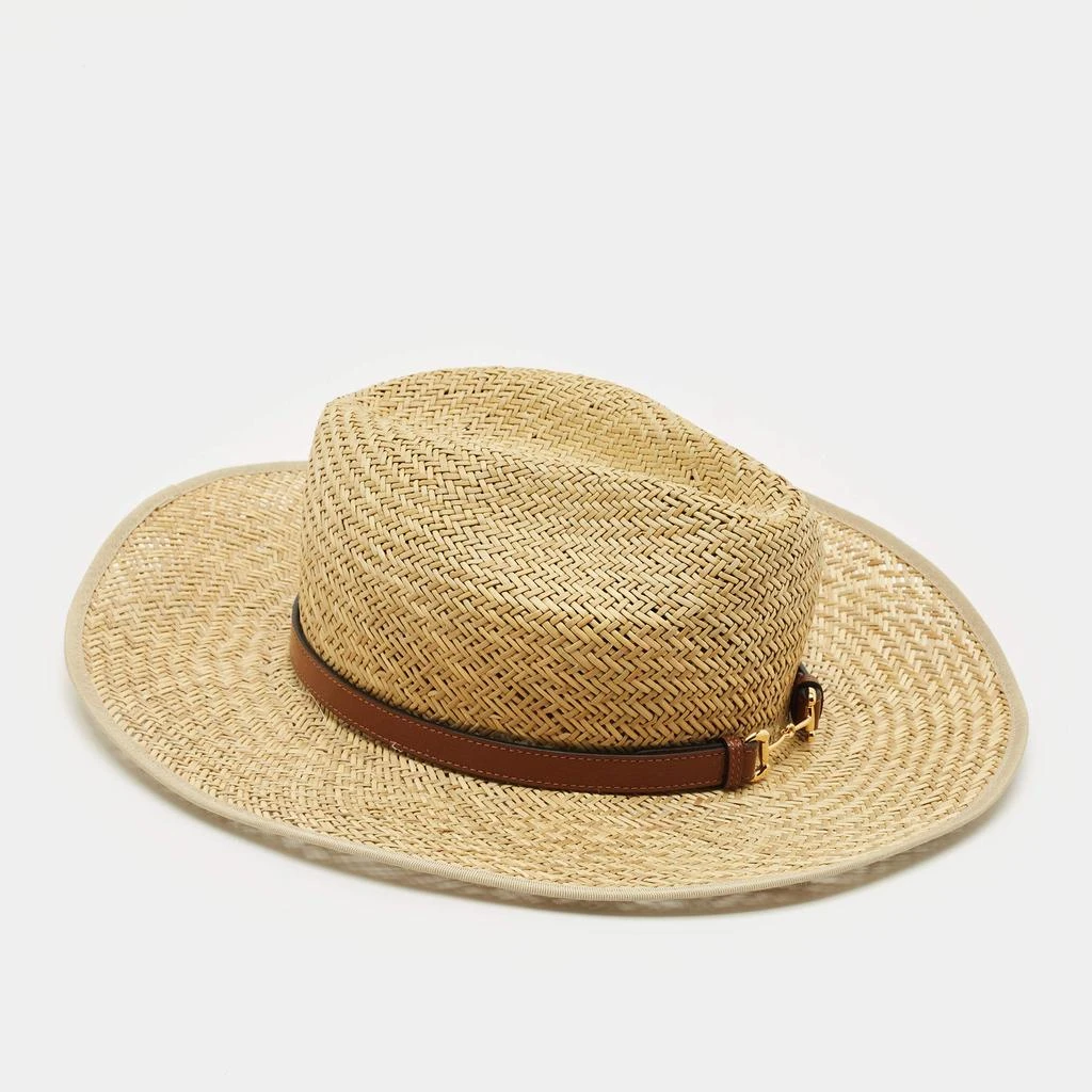 Gucci Beige Horsebit Leather Trim Straw Hat – On Sale Now  display picture 3