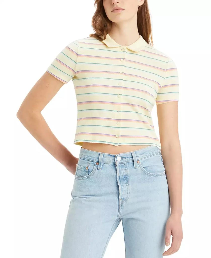 Levi's Women's Suki Cotton Stripe-Print Button-Front Polo Shirt 1