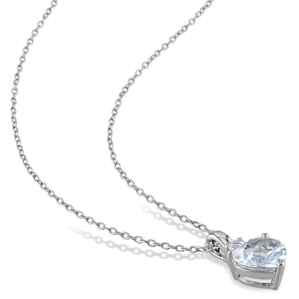 Mimi & Max 1 5/8ct TGW Aquamarine and Created White Sapphire Heart Pendant with Chain in Sterling Silver 4