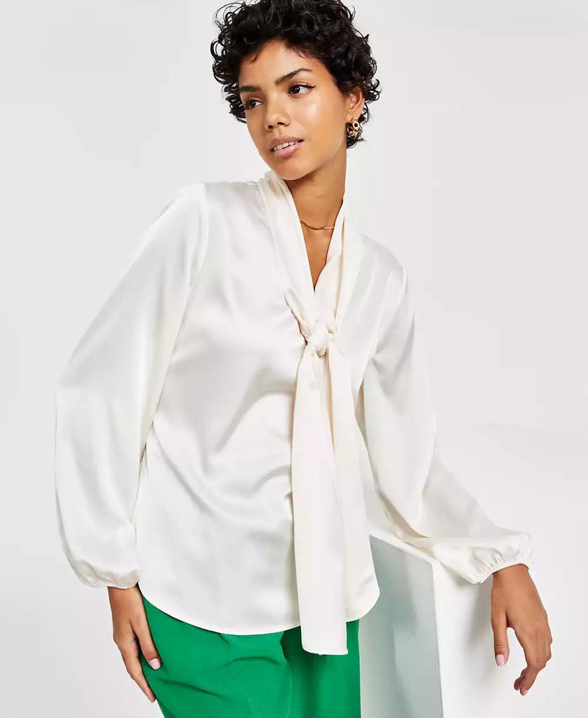 Bar III Women's Bow-Tie Long-Sleeve Blouse, Created for Macy's