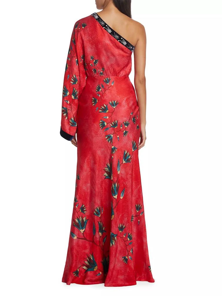 Saloni Lily Asymmetric Floral Silk Gown 5