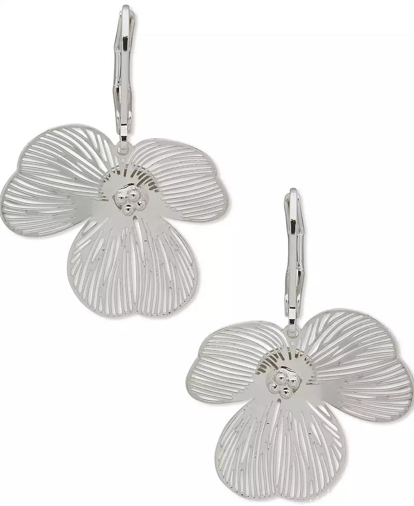Lonna & Lilly Silver-Tone Openwork Flower Drop Earrings
