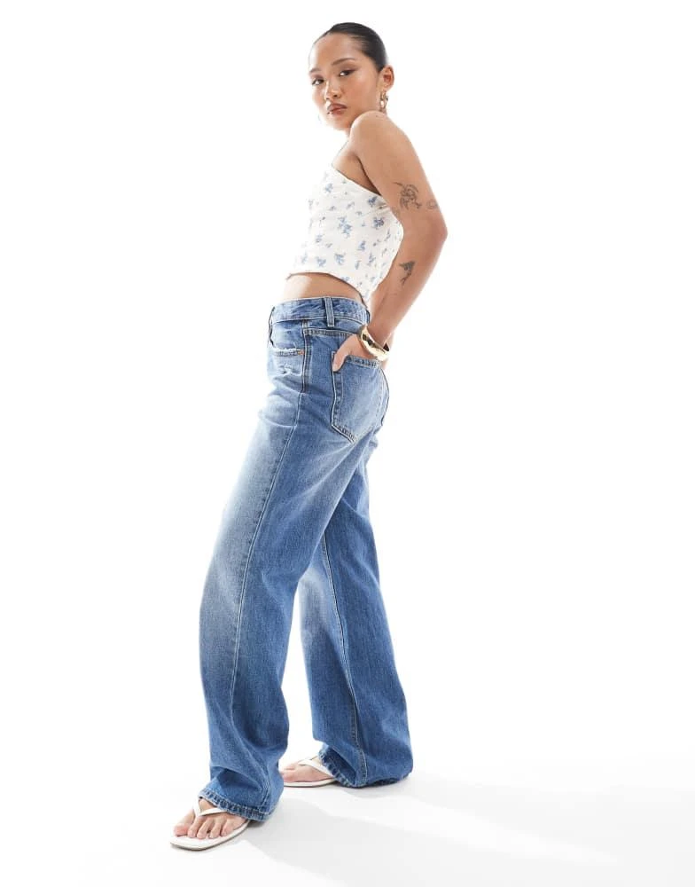 Stradivarius Stradivarius Petite D92 denim straight jeans in dark wash 3