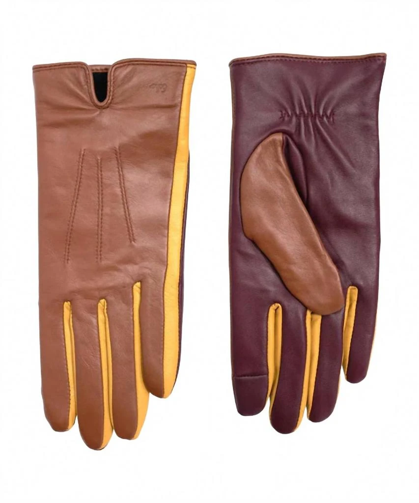 Echo Design Women
s Colorblock Leather Gloves In Cinnamon Bark 2