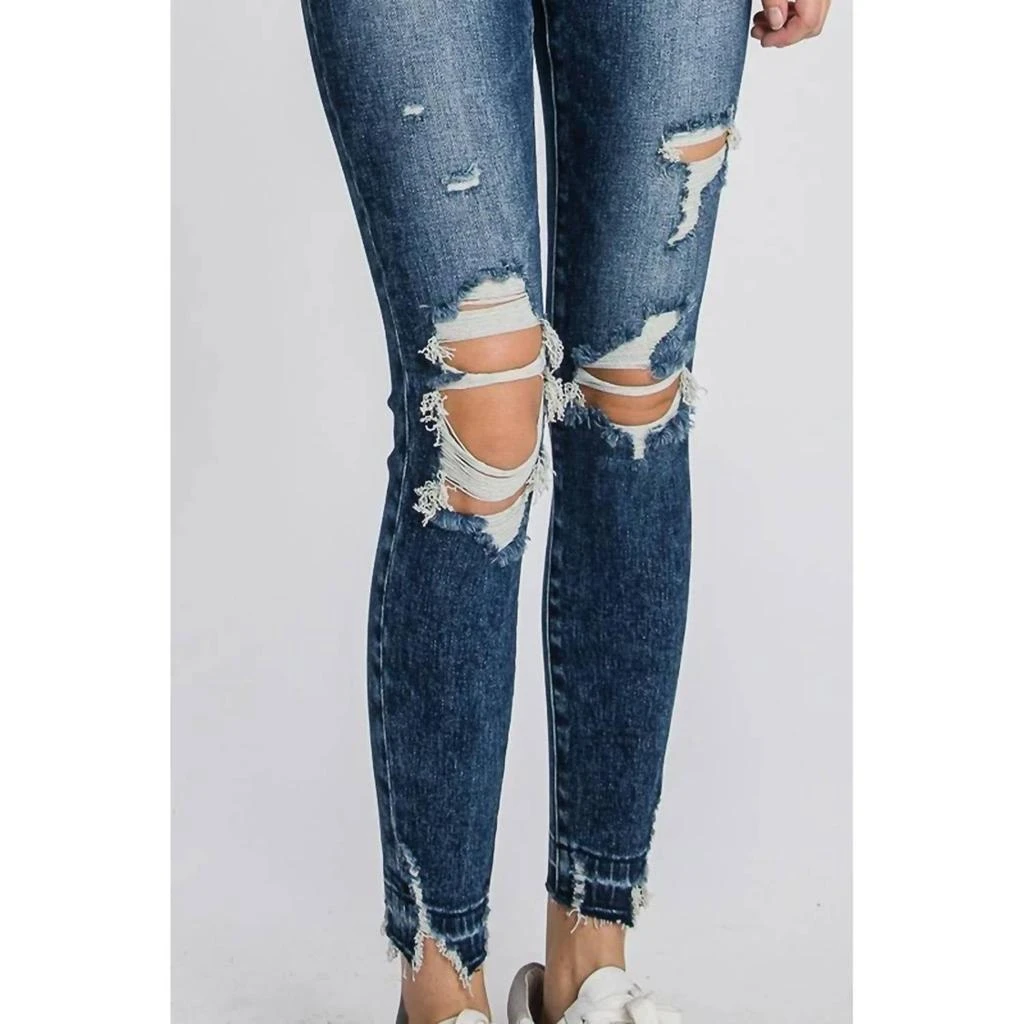 Petra153 Avery High Rise Distressed Skinny Jeans In Blue 3