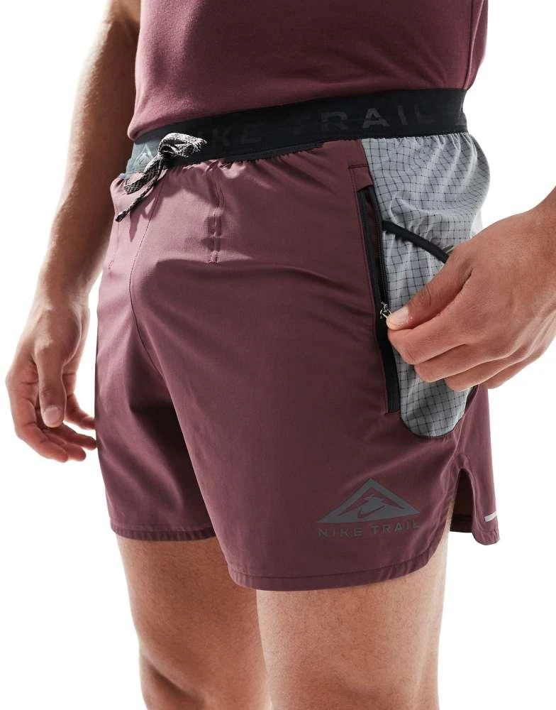 NIKE Nike Running Trail logo 5 inch shorts in burgundy 3