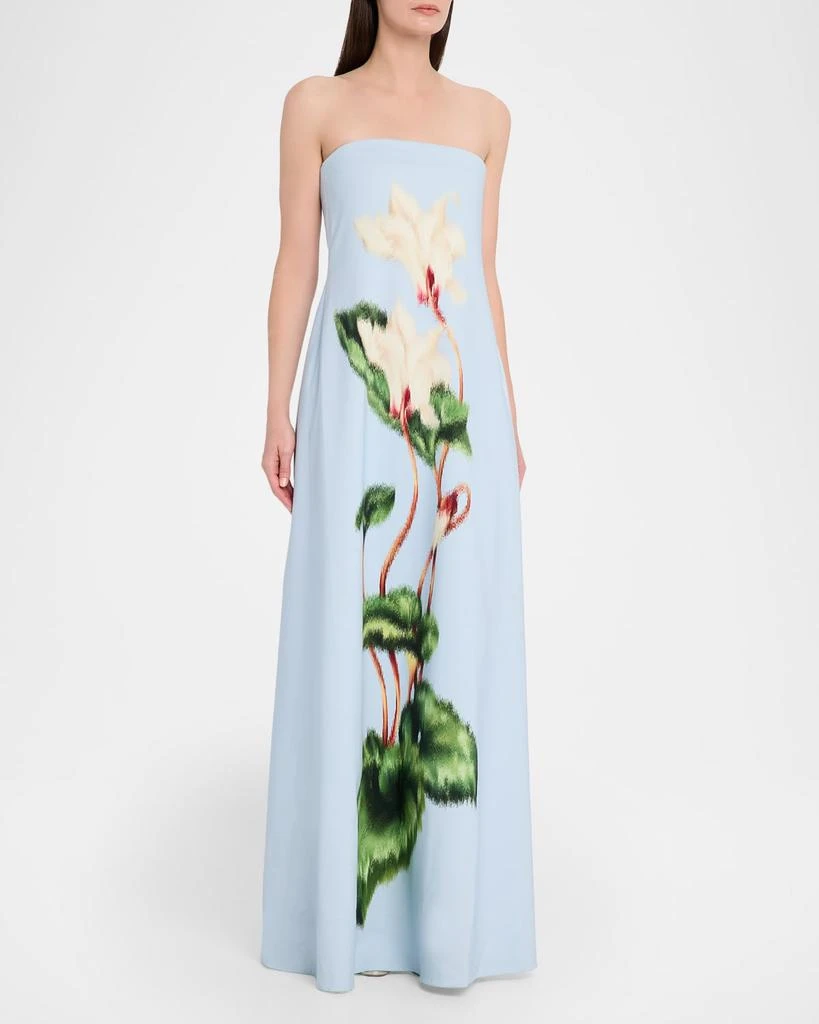 Oscar de la Renta Strapless Chinese Cyclamen Print Gown 4