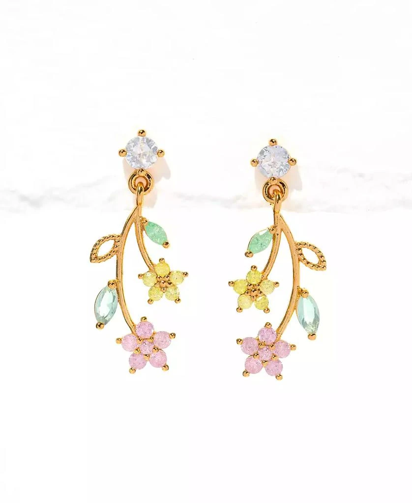Girls Crew Crystal Flower Stem Dangle Earrings 2