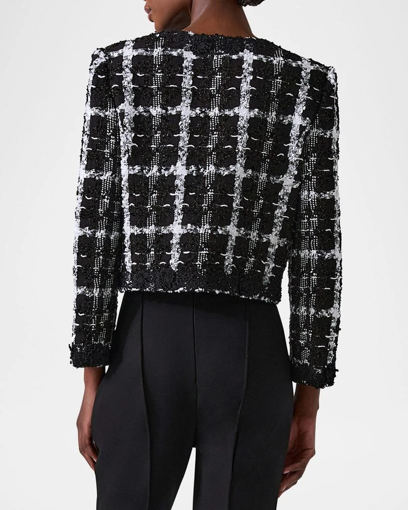 Carolina Herrera Collarless Metallic Check Tweed Crop Jacket 3