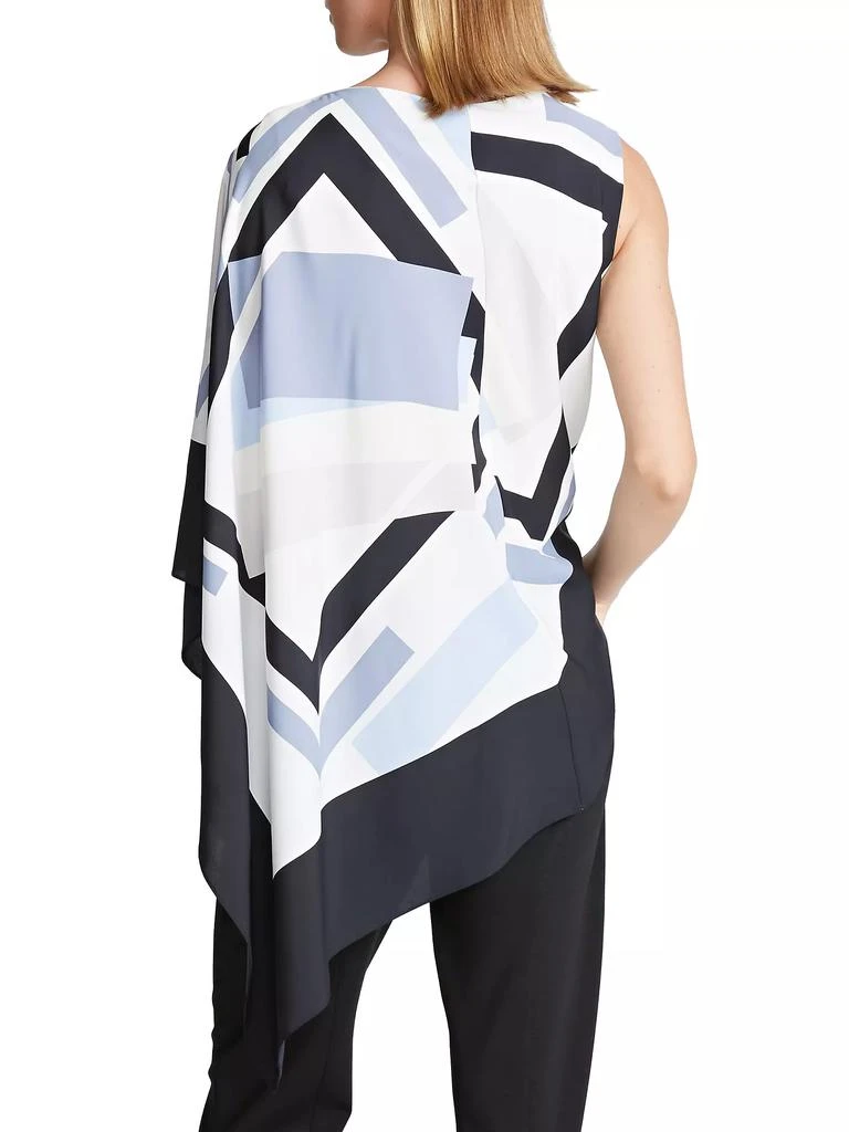 Halston Maggie Crepe-De-Chine Geometric Draped Top 5