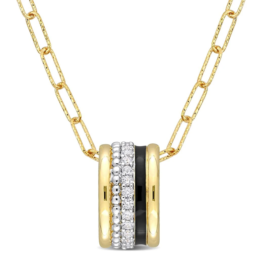 Mimi
Max 4/5 CT TGW Created White Sapphire Multi-Textured Circular Pendant with Chain in Yellow Plated Sterling Silver