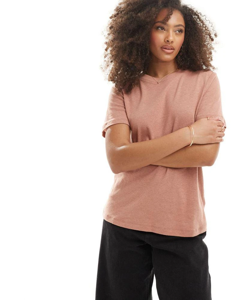 & Other Stories & Other Stories linen blend relaxed short sleeve t-shirt in soft orange 1