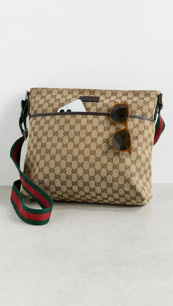 What Goes Around Comes Around Gucci Brown Canvas Web Strap Pocket Messenger Bag 2