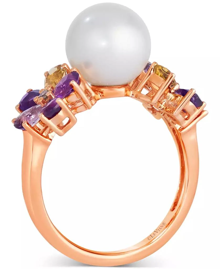 Le Vian Vanilla Pearl (9-1/2mm), Multi-Gemstone (1-1/3 ct. t.w.), 
Nude Diamond Accent Flower Ring in 14k Rose Gold 2