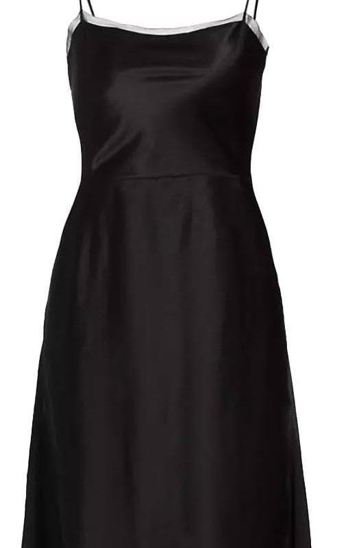 Vince Vince Women's Sheer Panelled Midi Square Neckline Sleeveless Slip Dress Black