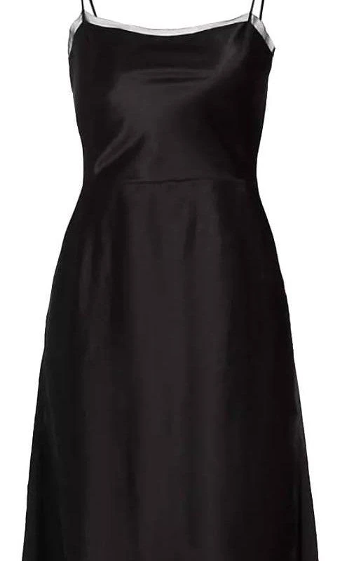 Vince Vince Women's Sheer Panelled Midi Square Neckline Sleeveless Slip Dress Black 1