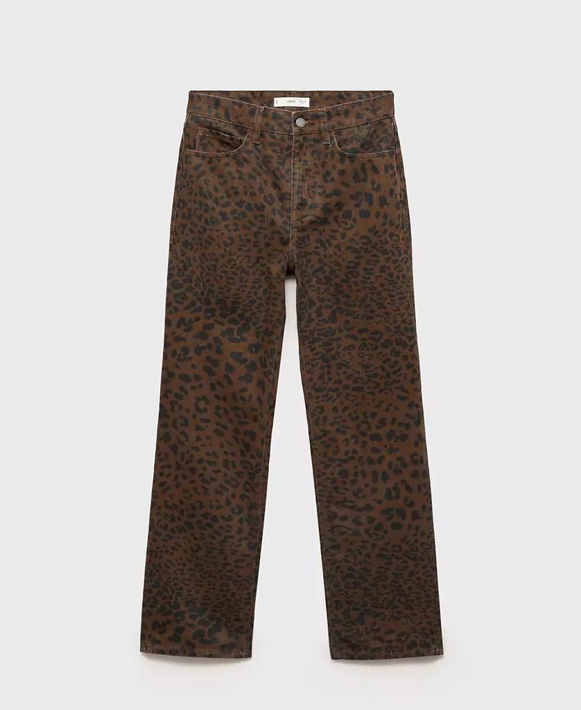 Mango Women's Leopard-Print Straight Jeans