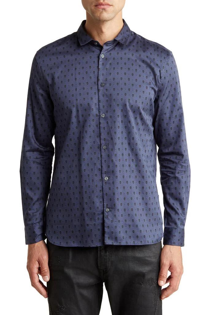 John Varvatos Ross Slim Fit Skull Print Sport Shirt 1