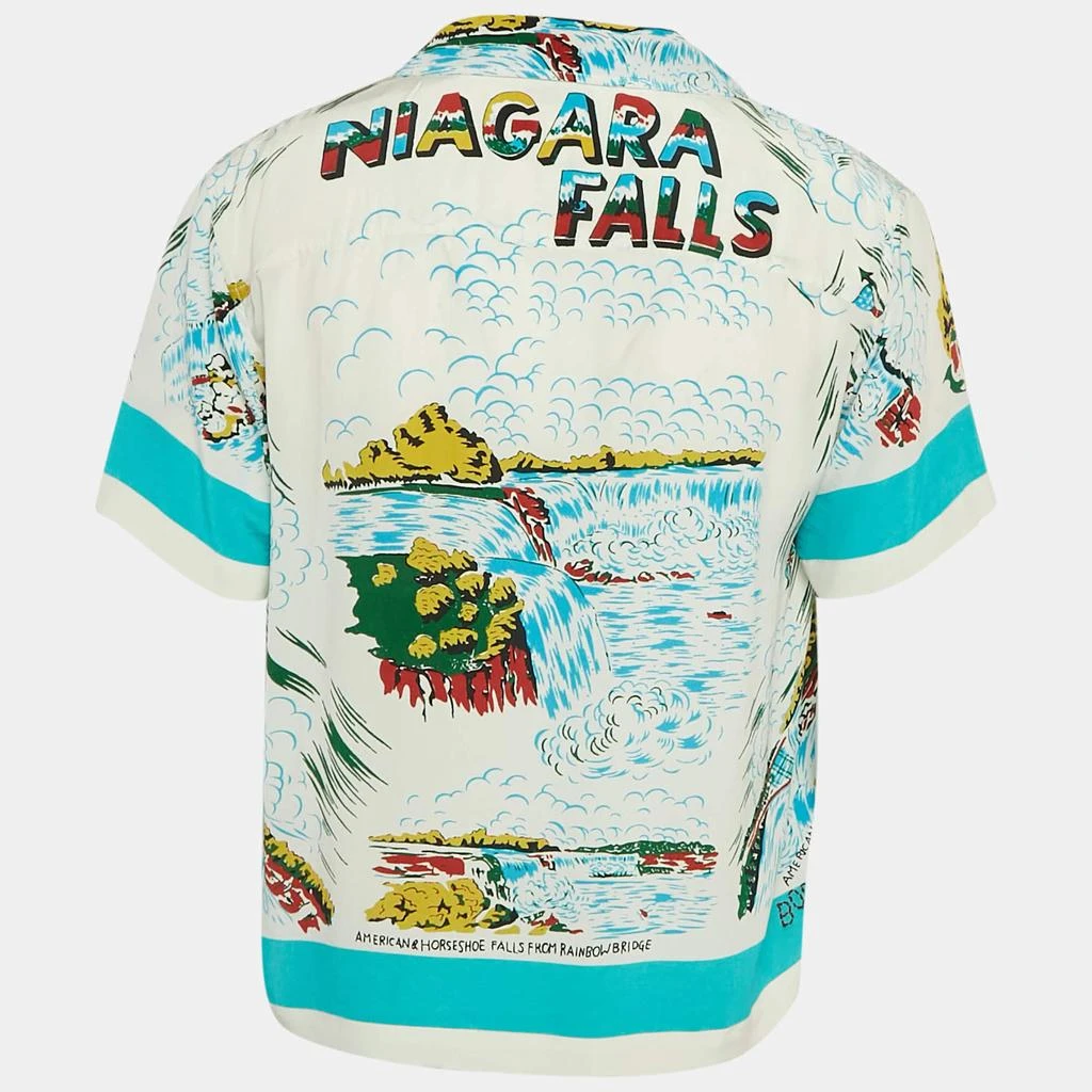 BODE Bode Blue/White Niagara Falls Print Silk Shirt S/M 2