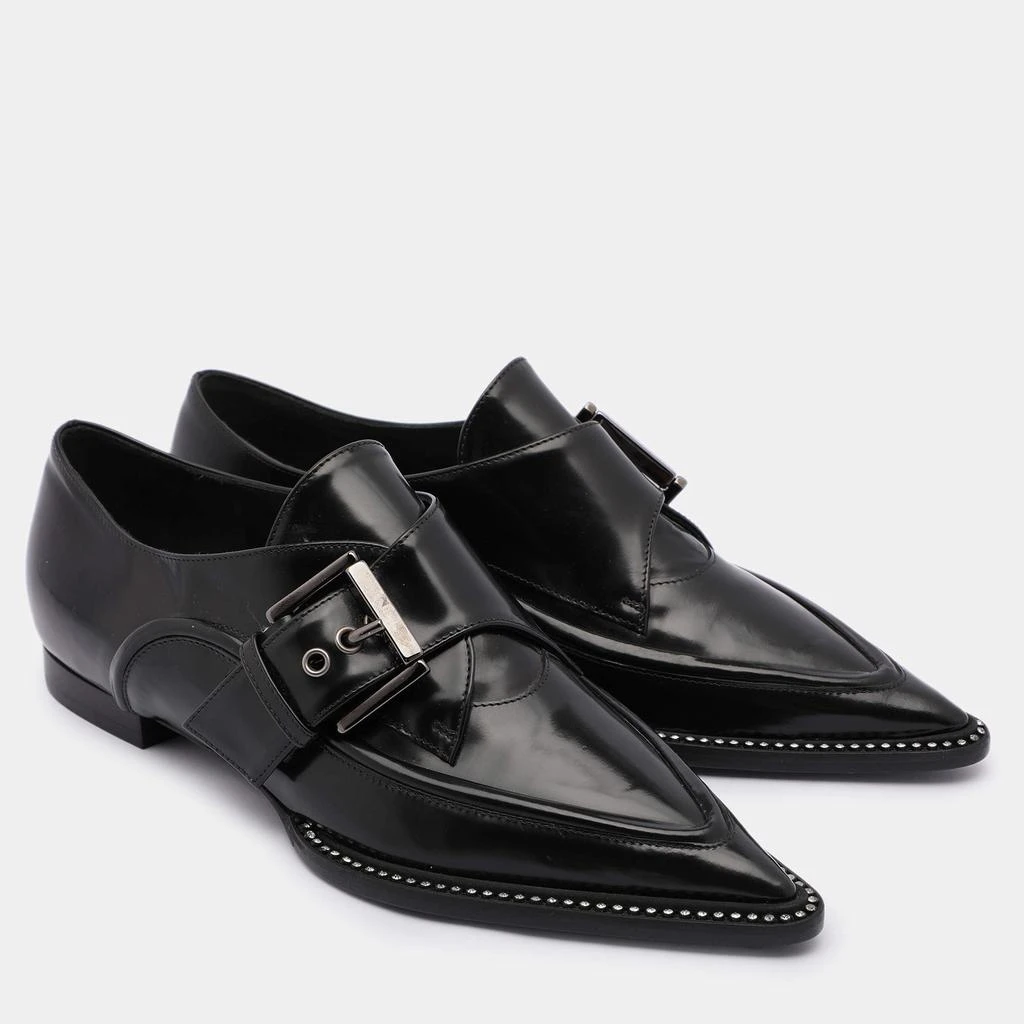 N°21 Nº21 Black Leather Crystal Embellished Buckle Slip On Loafers Size 35 4