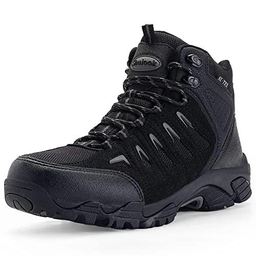 SHULOOK SHULOOK Men
s Waterproof Hiking Boots Non-Slip Lightweight Mid Top Ankle Boot Breathable Hiker Trekking Shoes