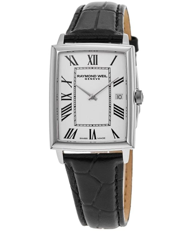 Raymond Weil Raymond Weil Toccata Classic Quartz White Dial Black Leather Strap Men's Watch 5425-STC-00300 1