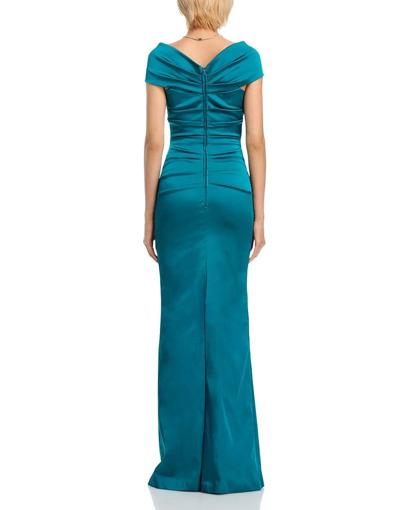 Teri Jon Off-the-Shoulder Ruched Satin Gown 4